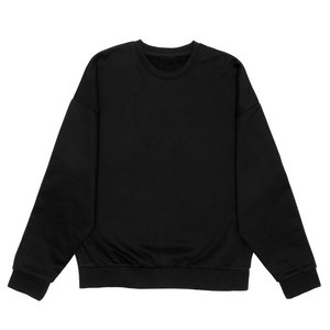 Venta al por mayor logotipo personalizado bordado en blanco de gran tamaño sudaderas algodón francés Terry sólido casual cuello redondo mujeres negro sudaderas - Product Image 5