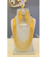 Parure de bijoux africaine plaquée or 6 grammes, 4 pièces, sertie de diamants, pour femme, mariage, fiançailles, soirée, style élégant, artisanat raffiné, usage quotidien