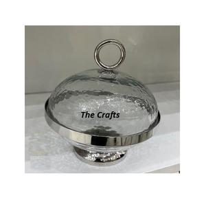 Soporte para servir pasteles de color verde y dorado de metal Soporte para servir chocolate de calidad de lujo con cubierta de vidrio a granel - Product Image 6