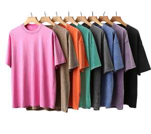 Vente en gros populaire T-shirt vintage pour femmes T-shirt à manches courtes en coton lavé pour hommes T-shirt 270gsm pour hommes - Product Image 2