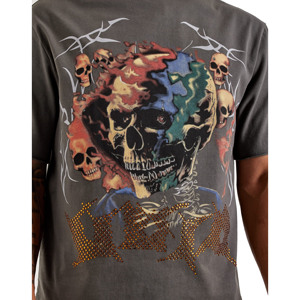 Nuevo diseño Vintage Casual Street Wear Acid Wash Camiseta Hombre 100% Algodón Peso pesado Oversize Impresión en blanco Decoración de diamantes de imitación - Product Image 4