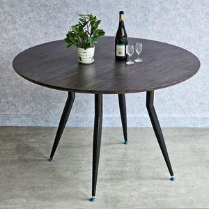 Melaleuca <b>Wood</b> Round Dinig <b>Table</b> with Tapered Iron Legs 120cm <b>Extendable</b> BA68182 - Product Image 2