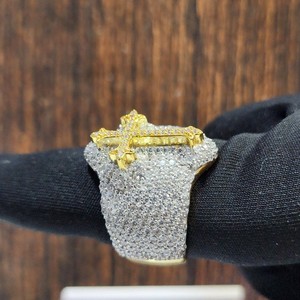 VVS Natural Luxury Custom Men's Ring 10K 14K 18K Gold with Full Diamond Round <b>Cross</b> Shape Trendy Hip Hop Iced <b>Jewelry</b> - Product Image 4