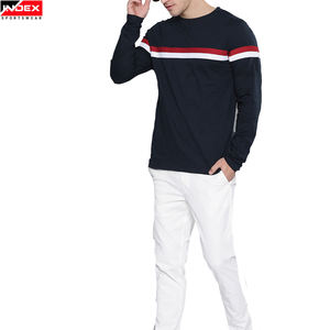 Camisetas de manga larga de verano para hombre 100% algodón Logotipo de impresión personalizado en la parte delantera diseño de patrón sólido bajo MOQ - Product Image 4