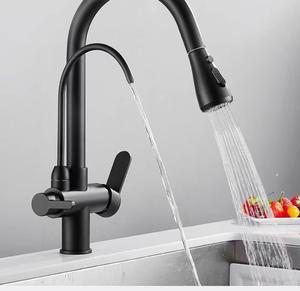 Purificador de filtro de agua de rotación 360 de cocina Flexible, <span class=keywords><strong>dos</strong></span> <span class=keywords><strong>salidas</strong></span> de agua, grifos de salida, rociador telescópico extraíble para Cocina - Product Image 3