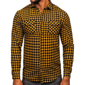 Camisa de Franela a Cuadros Amarilla y Negra para Hombre, Ropa de Trabajo de Seguridad Táctica Protectora, Chaqueta de Moto Personalizada con Forro de Aramida, Armadura CE, Venta al por Mayor OEM - Product Image 1