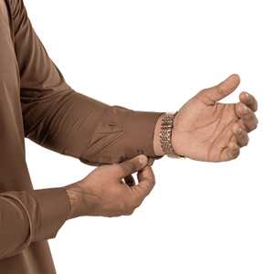 Kurta pour homme E-29 marron 100% coton respirant - Product Image 4