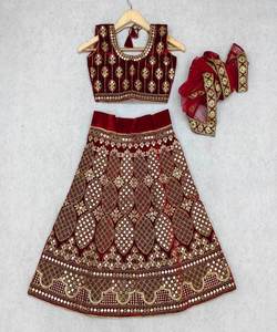 Nuevos y atractivos niños Lehenga Choli Heavy bordado trabajo último diseñador con Dupatta listo para ropa de niños indios Shalwar Kameez - Product Image 3