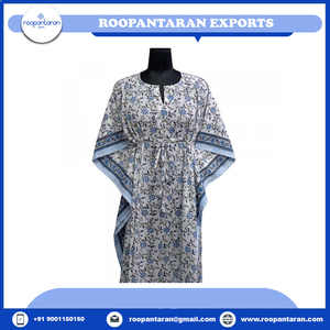 <b>Kaftan</b> Marocain Free Size Indian Hand Block Printed Long Free Size <b>Kaftan</b> Loungewear in Soft Cotton Voile For Bulk Supply - Product Image 4