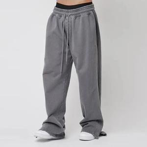 Pantalon de jogging d'hiver personnalisé pour homme, coupe large et ample, avec bande latérale, en molleton de coton, style cargo évasé, grandes tailles - Product Image 4