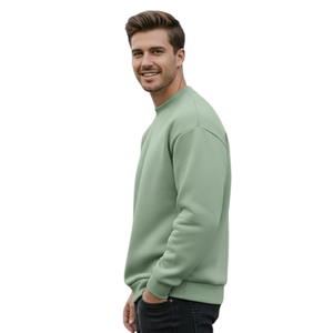Sweat-shirt en polyester/coton tricoté à col rond pour homme, doublure en polaire douce, pull décontracté chaud pour l'hiver, manches longues - Product Image 4