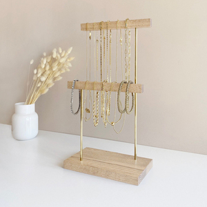 Superior Best Quality Wood <b>Base</b> Metal Stand Gold Finished Jewelry Case Display Stand Organizer Earing Jewelry Stand Custom Size - Product Image 1