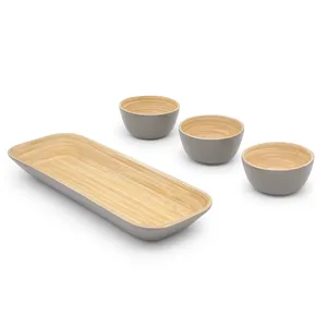 Juego sostenible de cuencos y bandeja de inmersión de bambú La mejor opción Cuencos pequeños de bambú y vajilla de bandeja - Product Image 2