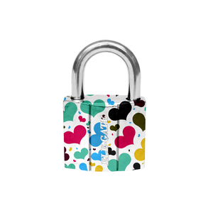 Lucchetto in Lega di Zinco Bianco da 32mm con Motivo a Cuore, Combinazione Numerica a Chiave, Funzione Impermeabile, Dimensione 70mm - Product Image 1