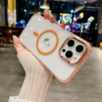 Étui de téléphone magnétique en TPU acrylique transparent bicolore Nihao pour 15 Pro Max/14 Plus/13/12/11 avec support magnétique