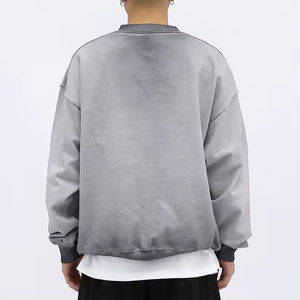 Vintage gradiente ácido lavado 100 _ algodón de talla grande otoño pulóver sudadera gota hombro peso pesado Sudadera con capucha patrón sólido - Product Image 3