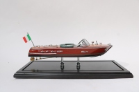 Modelo de Barco Rectangular Riva Ariston de 25 cm, Hecho a Mano en Madera, con Diseño de Naturaleza Muerta Pintado, de Lujo |   Regalos especiales para coleccionistas de decoración del hogar