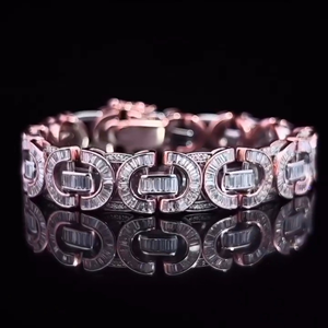 Bracelet Moissanite à coupe ronde de qualité supérieure Bracelet en argent sterling 925 plaqué or Bracelet Hip Hop glacé 20mm - Product Image 2