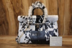 Western Style Cowhide Leather Tote Bag with <b>Fur</b> Handmade Womens Shoulder Purse - Product Image 5