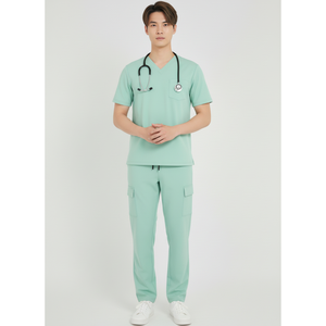 Bolsillos funcionales Scrub Uniforme Conjunto Estilo minimalista 0 280Gsm Tela Cargo Jogger Pantalones Hospital Scrubs Uniformes Fabricante - Product Image 1