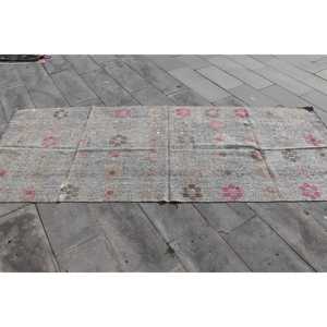 พรมวินเทจตุรกีขนาด 3.7x9.7 ฟุต, พรมปูพื้น, พรมขนสัตว์สีเทาคิลิม - Product Image 4