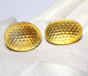 Cuenta ovalada de plata con piedras preciosas de citrino de cuarzo Natural de 126 quilates con tallado de patrón de Peine de miel para collar - Product Image 3