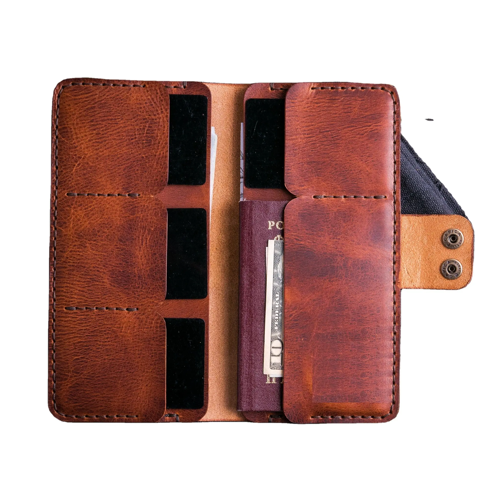 Custom Mans Crazy Horse Leather Wallet For Card Holder Long Passport Holder Premium Quality Leather OEM Travelling Wallet