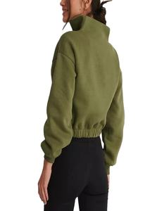 Sweat-shirts à capuche personnalisés OEM 1/4 zip, vêtements d'entraînement, pull à fermeture éclair tissé d'hiver avec logo, col rond, imperméable pour femmes - Product Image 3