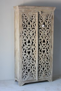 Diseño tallado de Almirah de madera reciclada recuperada de fabricación india - Product Image 2