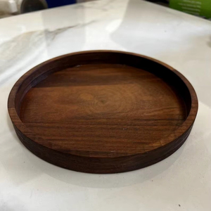 Round Wood <b>Serving</b> Tray-Single Tier American Style Biodegradable Home Organization for Spice Beverage & Tableware Storage - Product Image 1