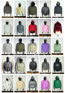 Sudadera con Capucha de Mezclilla con Cremallera, Estilo Urbano, 100% Algodón Grueso, Fabricantes de Ropa Urbana, Lavado Ácido Vintage, Talla Grande, con Pedrería - Product Image 2