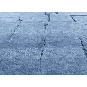 Alfombras de Lana Anudadas a Mano Zuri Blue AKWL-1777, Diseño Geométrico Abstracto para Dormitorio, Alfombra Rectangular Hecha a Mano Estilo Tabriz con Forma de Rompecabezas para el Hogar - Product Image 3