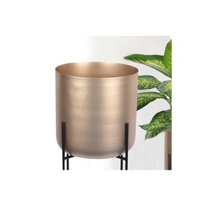 Meta Planter With Black Metal Wire Balance Base Stand Factory Supplies Metal Planters Gold Plated Flowering Iron Pot - Product Image 1