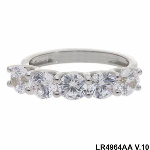 Bague de fiançailles demi-éternité en diamant 3ct 5 pierres rondes cultivées en laboratoire Design unique de solitaire en or 14k - Product Image 4