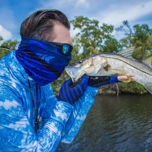 Guantes de Pesca de Medio Dedo Azules con Estampado por Sublimación - Unisex para Todas las Estaciones - Cierre de Gancho y Bucle - Antideslizantes - Product Image 6