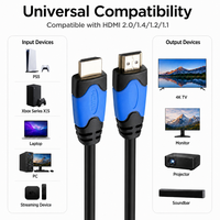 Câble Premium Haute Vitesse 4K 60Hz 18Gbps HDR 2.0 avec Blindage Combiné en PVC pour Moniteurs et Projecteurs