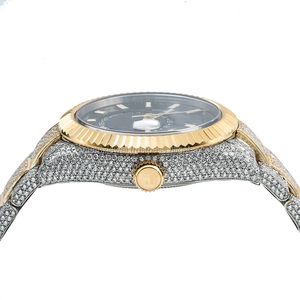 Round Shape Stainless Steel Two Tone VVS Quality Yellow Gold Trending Hip Hop Iced Out CVD Diamond Export Quality Manufacturer - Product Image 4