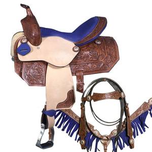 Selles de course occidentales et anglaises en cuir véritable de qualité supérieure pour l'équitation - Product Image 1