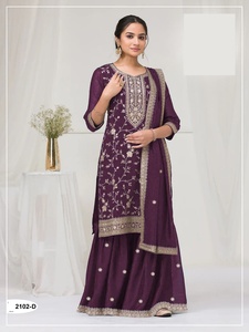 Desgaste étnico Vichitra floreciente con bordado de lentejuelas Traje Salwar Mujer Moda Compras en línea al precio más bajo - Product Image 3