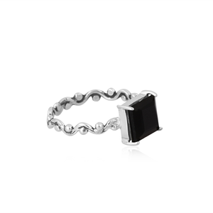Dernière collection Bague vintage en argent sterling 925 avec pierres précieuses en obsidienne noire naturelle Fabricant de bijoux personnalisés - Product Image 4
