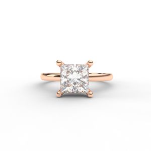 Bague de fiançailles solitaire en diamant de laboratoire taille princesse certifié IGI en or rose/blanc et jaune 14 carats - Product Image 1