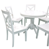 Table à manger ronde blanche chic de style design traditionnel en bois de haute qualité ensemble 5 chaises mobilier moderne