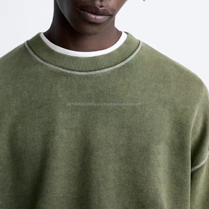 Sweat-shirt unisexe en coton 100% pour homme, sweat-shirt à col rond, broderie personnalisée, sweat-shirt à capuche noir délavé vintage en gros - Product Image 3