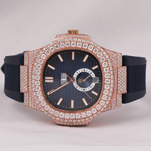 Montre en acier inoxydable avec mouvement mécanique ETA, cristal saphir, diamant moissanite VVS, fabrication artisanale, mode haut de gamme, hip-hop - Product Image 1