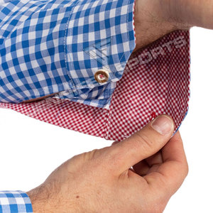 เยอรมันที่กําหนดเองผู้ชายตรวจสอบผ้าฝ้าย 100% เสื้อแขนยาวปุ่มปิดกระเป๋าหน้าอกภายในป้ายคอที่กําหนดเอง - Product Image 6