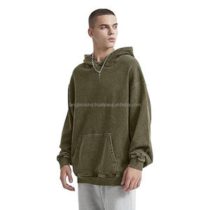 Pull-over en éponge française surdimensionné 100% coton unisexe, lavage à l'acide, motif solide, broderie personnalisée en détresse, costume XS - Product Image 2