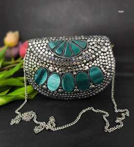 Bolsos de Mosaico Metálico Impermeables Hechos a Medida con Patrón de Piedras, Cierre de Botón de Cadena para Fiestas, Bodas y Eventos de Moda - Product Image 2