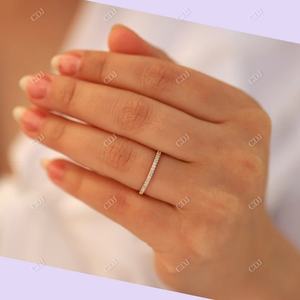 Clásico Vintage Full Pave Moissanite Eternity Wedding Band CDJ hecho a mano chapado en oro amarillo con certificado GRA - Product Image 4