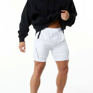 Pantalón corto de entrenamiento para hombre, 80% nailon, 20% elastano, forro de compresión, tejido holgado, con bolsillos delanteros - Product Image 2