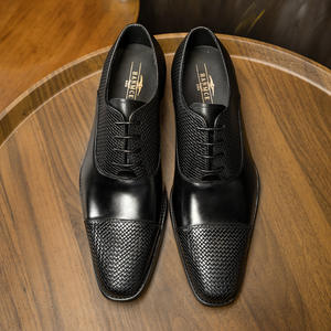 Zapatos Oxford Formales con Cordones para Hombre, Diseño de Bloques de Color, Calzado de Vestir Negro para Oficina, Bodas y Padrinos de Boda - Product Image 1